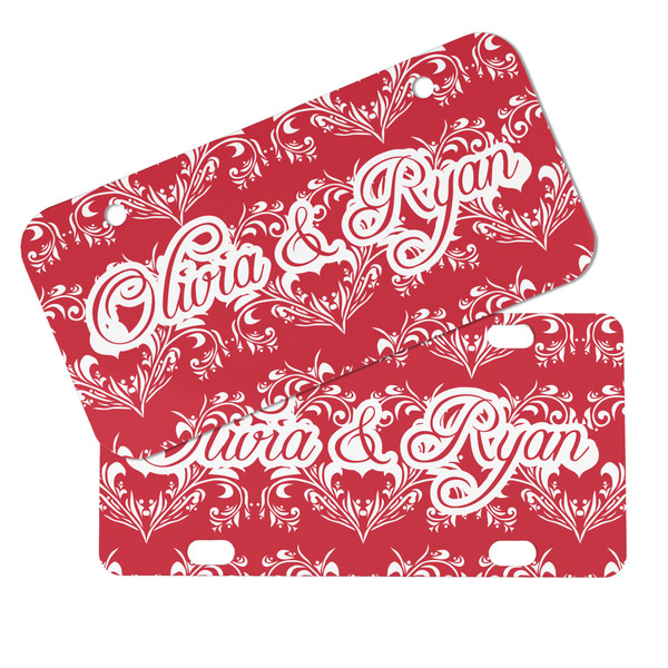 Heart Damask Mini License Plates - MAIN (4 and 2 Holes)