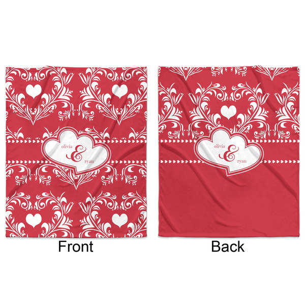 Heart Damask Minky Blanket - 50"x60" - Double Sided - Front & Back