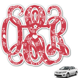 Heart Damask Monogram Car Decal (Personalized)