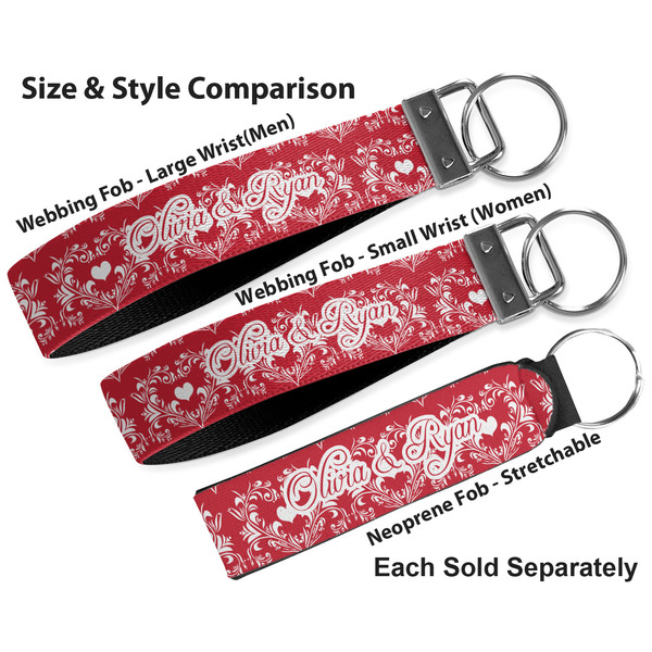Heart Damask Multiple Key Ring comparison sizes