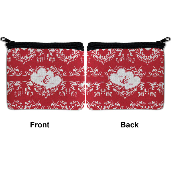 Heart Damask Neoprene Coin Purse - Front & Back (APPROVAL)