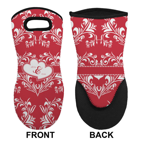 Heart Damask Neoprene Oven Mitt (Front & Back)