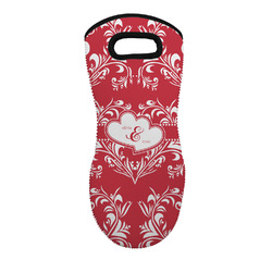 Heart Damask Neoprene Oven Mitt - Single w/ Couple's Names