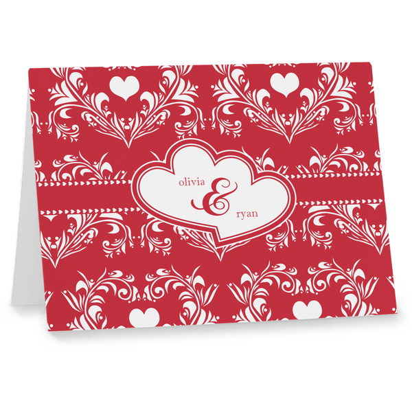 Custom Heart Damask Note cards (Personalized)