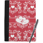 Heart Damask Notebook Padfolio - Large w/ Couple's Names