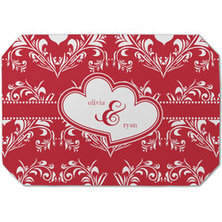 Heart Damask Dining Table Mat - Octagon (Single-Sided) w/ Couple's Names