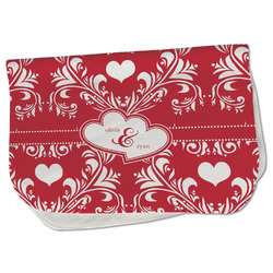 Heart Damask Burp Cloth - Fleece w/ Couple's Names