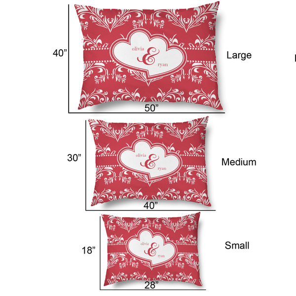 Heart Damask Outdoor Dog Beds - SIZE CHART