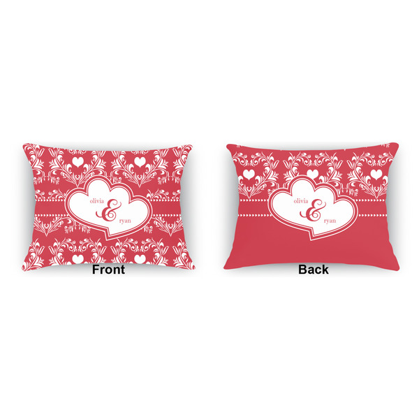 Heart Damask  Outdoor Rectangular Throw Pillow (Front and Back)