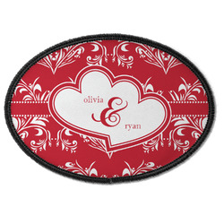 Heart Damask Iron On Oval Patch w/ Couple's Names