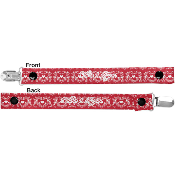 Heart Damask Pacifier Clip - Front and Back