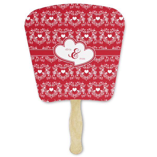 Custom Heart Damask Paper Fan (Personalized)