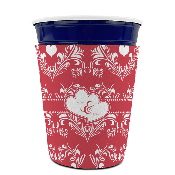 Heart Damask Party Cup Sleeves - without bottom - FRONT (on cup)