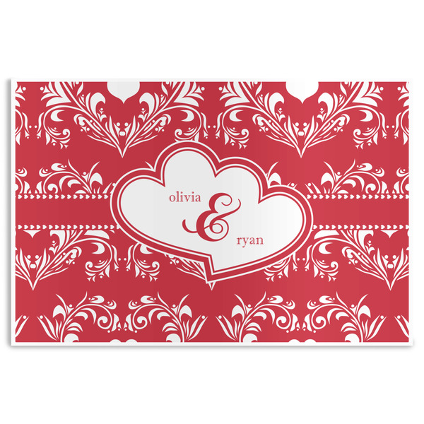 Custom Heart Damask Disposable Paper Placemats (Personalized)