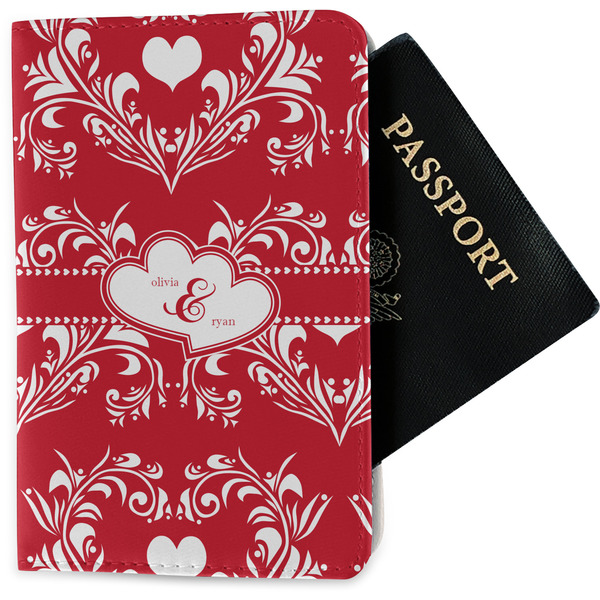 Custom Heart Damask Passport Holder - Fabric (Personalized)