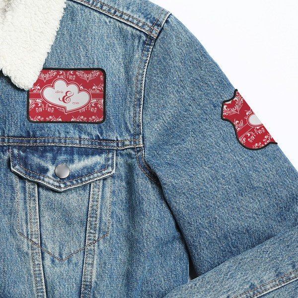 Heart Damask Patches Lifestyle Jean Jacket Detail