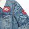Heart Damask Patches Lifestyle Jean Jacket Detail
