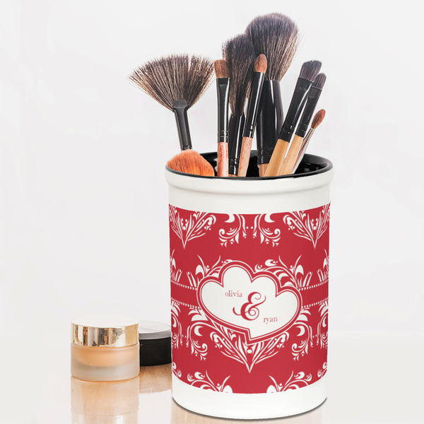 Heart Damask Pencil Holder - LIFESTYLE makeup