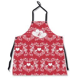 Heart Damask Apron Without Pockets w/ Couple's Names