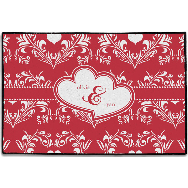 Heart Damask Personalized Door Mat - 36x24 (APPROVAL)