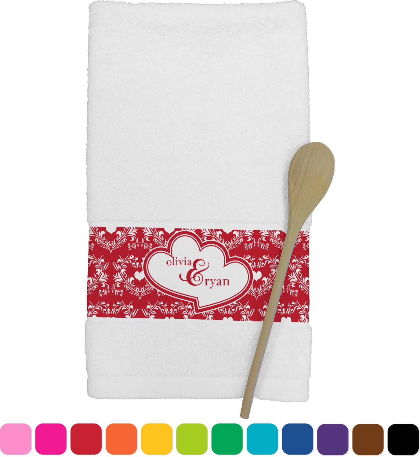 Heart Damask Kitchen Towel (Personalized) YouCustomizeIt
