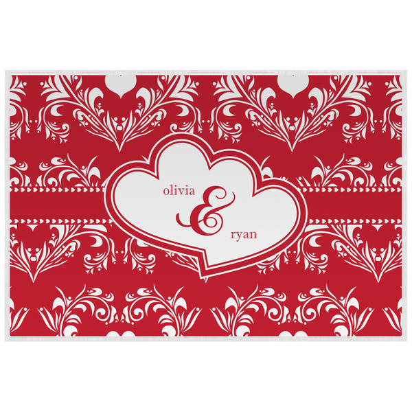 Custom Heart Damask Laminated Placemat w/ Couple's Names