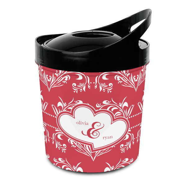 Custom Heart Damask Plastic Ice Bucket (Personalized)