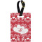 Heart Damask Plastic Luggage Tag - Rectangular w/ Couple's Names