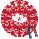 Heart Damask Round Fridge Magnet (Personalized)