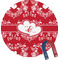Heart Damask Personalized Round Fridge Magnet