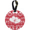 Heart Damask Plastic Luggage Tag - Round (Personalized)