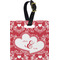 Heart Damask Plastic Luggage Tag - Square w/ Couple's Names