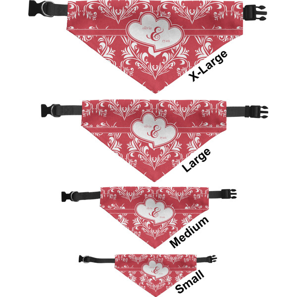 Heart Damask Pet Bandana Sizes