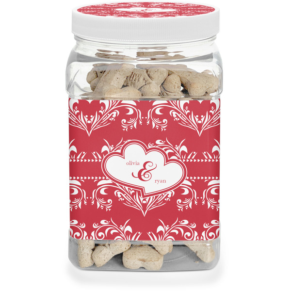 Custom Heart Damask Dog Treat Jar (Personalized)