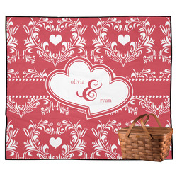Heart Damask Outdoor Picnic Blanket (Personalized)