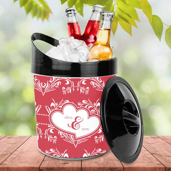 Heart Damask Plastic Ice Bucket - LIFESTYLE