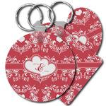 Heart Damask Plastic Keychain (Personalized)
