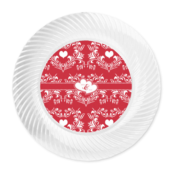 Heart Damask Plastic Party Dinner Plates - Approval