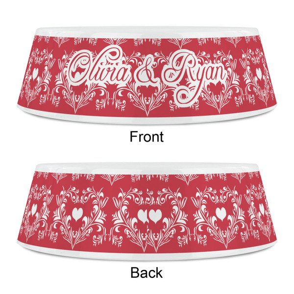 Heart Damask Plastic Pet Bowls - Small - APPROVAL