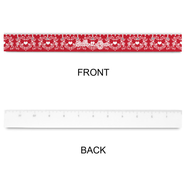 Heart Damask Plastic Ruler - 12" - APPROVAL