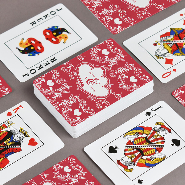 Heart Damask Playing Cards - Front & Back View