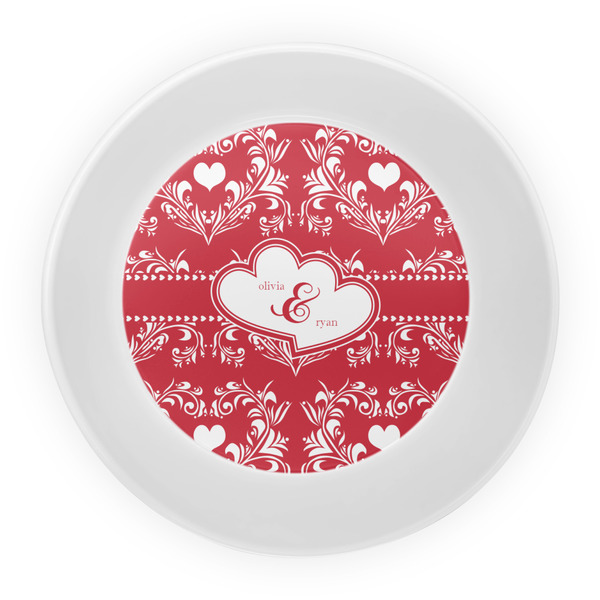 Heart Damask Melamine Bowl - Center