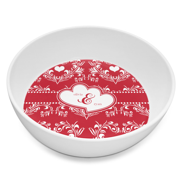 Custom Heart Damask Melamine Bowl - 8 oz (Personalized)