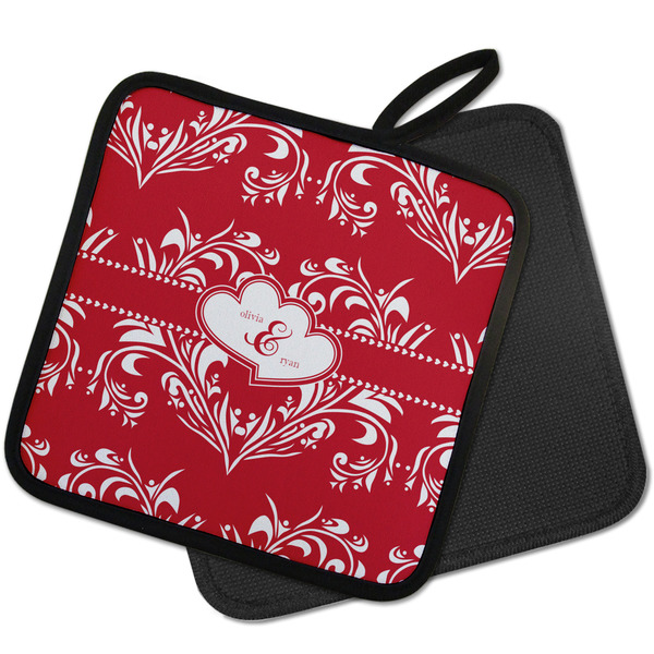 Heart Damask Pot Holders - PARENT MAIN