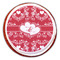 Heart Damask Printed Icing Circle - Large - On Cookie