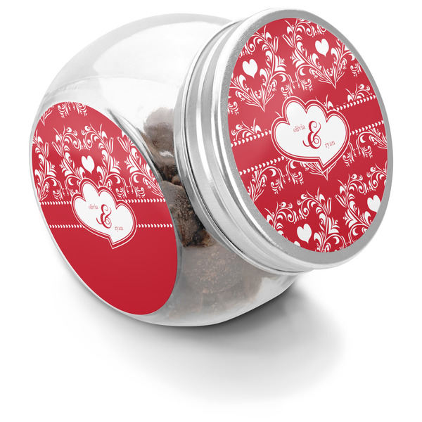 Custom Heart Damask Puppy Treat Jar (Personalized)