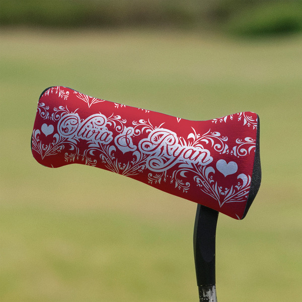 Heart Damask Putter Cover - On Putter