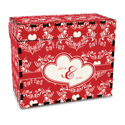 Heart Damask Wood Recipe Box - Full Color Print (Personalized)