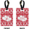 Heart Damask Rectangle Luggage Tag (Front + Back)