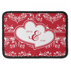 Heart Damask Iron On Rectangle Patch w/ Couple's Names